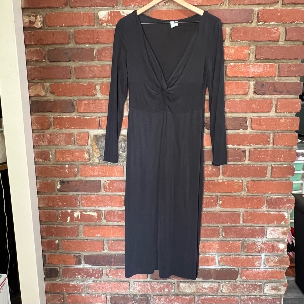 & Other Stories women's twist detailed midi black‎ dress size small -FLAWS NOTED
